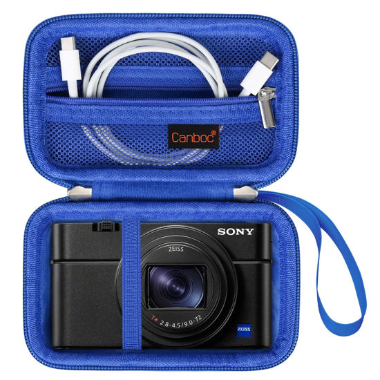 Picture of Canboc Carrying Case for Sony RX100 VII/ RX100 VI/ RX100 V/ RX100 IV/ RX100 III Compact Digital Camera, Point and Shoot Vlogging Camera Bag, Zipper Mesh Pocket fits USB Cable, Batteries, Blue