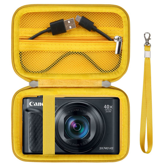 Picture of Supmay Hard Carrying Case for Canon PowerShot SX740/ SX730/ SX720/ SX620/ G7X Digital Camera, Protective Storage Bag with Zipper Mesh Pocket for Battery Pack, Charging Cable, USB Card, Yellow