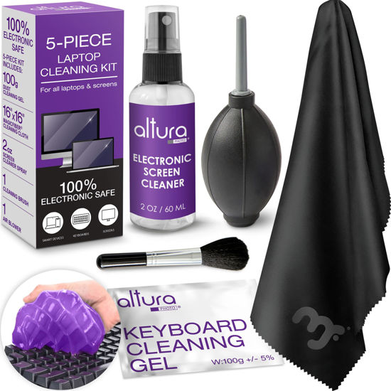 Picture of Professional Laptop Cleaning Kit Computer Screen & Keyboard Cleaner 5 Piece Electronic Cleaner with Laptop Screen Spray, Air Blower, Brush, Keyboard Gel, & Microfiber Cloth