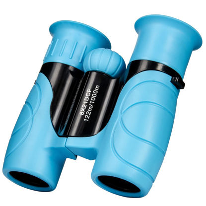 Picture of Boosigant Binoculars for Kids 8x21, Gift for 3-12 Years Boys & Girls, Compact Kids Binoculars High-Resolution Shockproof Mini Binoculars for Bird Watching, Hiking, Camping, Travel Blue 302