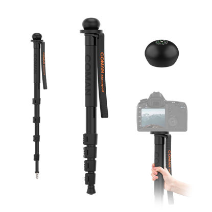 Picture of Professional Mountaineering Monopod Tripod with Compass Lightweight Aluminum Telescopic Camera Monopod with feet and Pan Tilt Fluid Head for DSLR Video Cameras