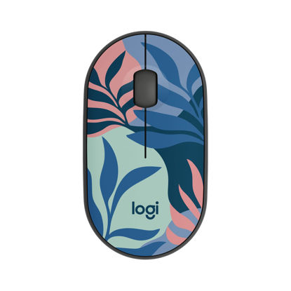 Picture of Logitech M340 Wireless Mouse with Limited Edition Prints, USB Receiver and Silent Clicks, Portable Wireless Mouse for Laptop, PC, Windows, Chrome, Surface - Floral Leaves