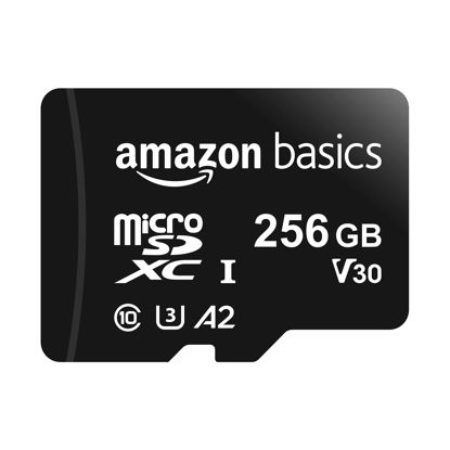 Picture of Amazon Basics Micro SDXC Memory Card with Full Size Adapter, A2, U3, Read Speed up to 100 MB/s, 256 GB, Black