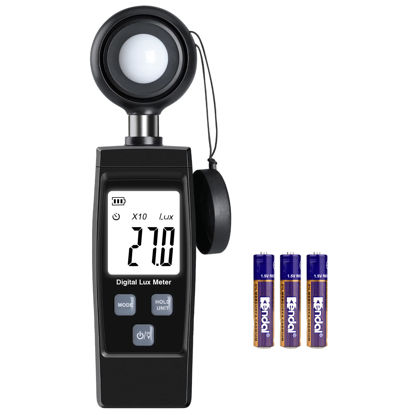 Picture of Light Meter, Handheld Lux Meter for Photography Grow Plants Led, Digital Photometer Illuminance Meter Range up to 200,000 Lux, Photo Illuminance Sensor with MAX/MIN Data Hold