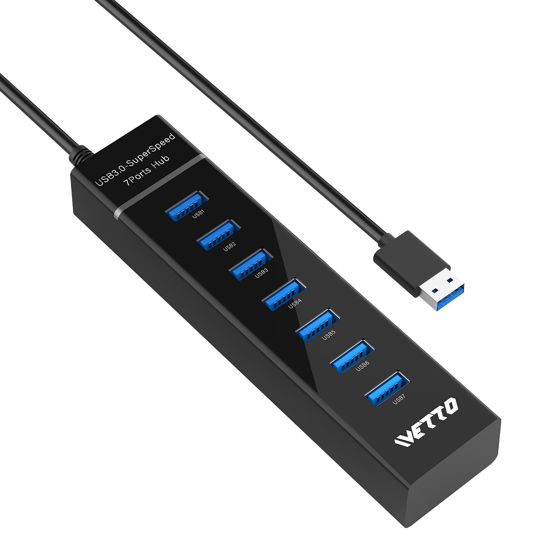 Picture of 7-Port USB 3.0 Hub, IVETTO Data USB Hub Splitter with 3.3ft Long Cable for Laptop, PC, MacBook, Mac Pro, Mac Mini, iMac, Surface Pro and More