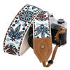 Picture of Padwa Lifestyle Camera Strap for All DSLR/SLR Cameras - Double Layer top-grain Cowhide Ends,2" Wide Vintage Embroidered Pure Cotton Camera Strap,Adjustable Universal Strap,Great Gift for Photographers