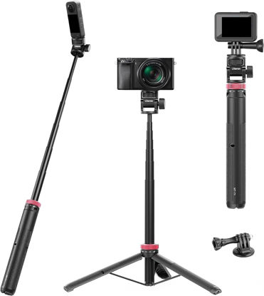 Picture of 59in Selfie Tripod for Camera Gopro - ULANZI MT-71 Invisible Long Extendable Selfie Vlog Handle Portable Lightweight Tripod Stand 7 Sections for Gopro Hero 11 10 9 8 7 Black/insta360 One DJI Action