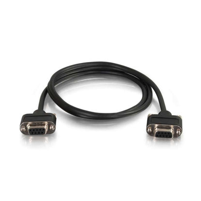 Picture of C2G 52147 Serial RS232 DB9 Cable with Low Profile Connectors F/F, in-Wall CMG-Rated, Black (3 Feet, 0.91 Meters),52149