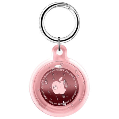 Picture of Foweroty IPX8 Waterproof Airtag Holder, Apple Airtags with Keychain, Air Tag Case for Luggage, Dog Collar, Keys, Anti-Scratch Full Body Protective Air Tags Holder,Clear Pink