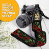 Picture of Custom Made , Name or Initials Embroidered to a Beautiful Red Flowers Camera Strap - Personalized Christmas Gift & Stocking Stuffer - Make Your Strap Unique! Get Your Own Personalized Camera Strap