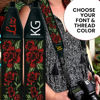 Picture of Custom Made , Name or Initials Embroidered to a Beautiful Red Flowers Camera Strap - Personalized Christmas Gift & Stocking Stuffer - Make Your Strap Unique! Get Your Own Personalized Camera Strap