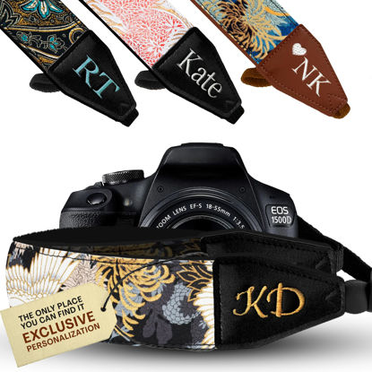 Picture of Art Tribute Custom Black Crane Pattern Camera Strap - Add Your Text and We Make It Especially For You Get Your Own Personalized Unique Camera Strap, Best Gift for Photographers