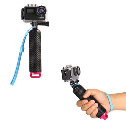 Picture of Walway Floating Hand Grip Waterproof Handheld Selfie Stick Monopod Grip Handle Mount Compatible with GoPro Hero 10, 9, 8, 7, Hero Session, Fusion, Max, AKASO, SJCAM, DJI Osmo Action Cameras (Pink)