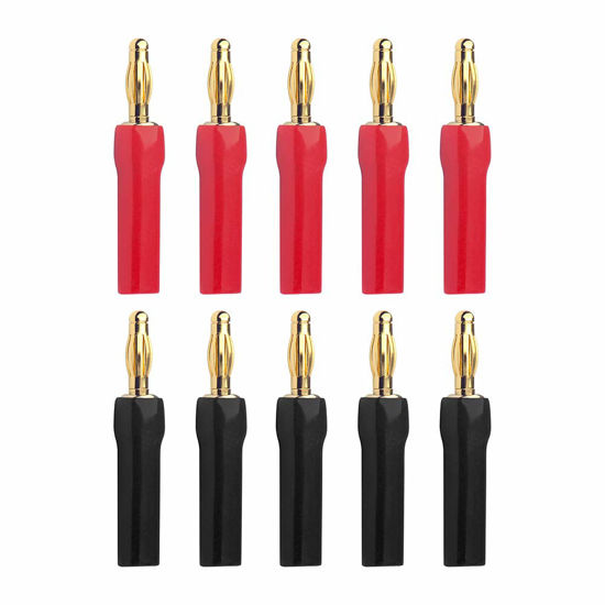 Picture of VCELINK 4mm Speaker Banana Plugs-Open Screw Type,24K Gold Plated Speaker Wire Banana Plugs Connectors (5 pair/10 pcs)