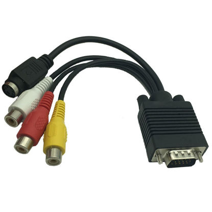 Picture of DONG VGA to RCA Cable, VGA to Video TV Out S-Video AV Adapter RCA Female Converter Cable