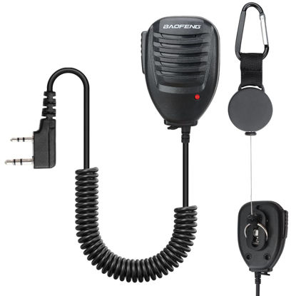 Picture of BAOFENG Original UV-5R Mic for Two Way Radio Shoulder Handheld Speaker Mic with Hand Pull Rope UV-5R Accessories with Mic UV-5R UV-5R Plus UV-82 UV-82hp UV-S9 BF-F8HP etc