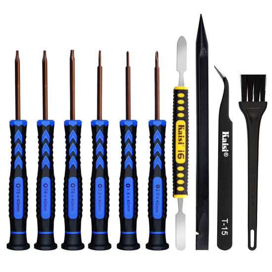 Picture of Kaisi Screwdriver Set for Macbook with T5 T6 T8 Torx Screwdriver,P5 Pentalobe,Ph000 Phillips and 2.0Y Triwing Screwdriver Set with spudger,Tweezer, cleaning brushes for Macbook Air and Pro