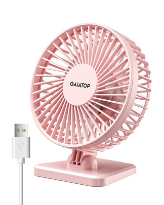 Picture of Gaiatop USB Desk Fan, Small But Powerful, Portable Quiet 3 Speeds Wind Desktop Personal Fan, Adjustment Mini Fan Table Fan for Better Cooling, Home Office Car Indoor Outdoor(Pink)