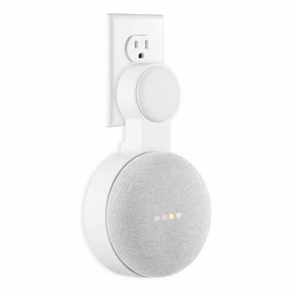 Picture of Caremoo Google Home Mini Wall Mount Holder, Space-Saving Design AC Outlet Mount, Perfect Cord Management for Google Home Mini Voice Assistant 1st Gen Only (White,1 Pack)