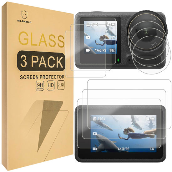 Picture of Mr.Shield [Back+Lens+Front] 3-Pack [9 Pcs] Screen Protector For DJI Osmo Action 4 [Tempered Glass] [Japan Glass with 9H Hardness] Screen Protector