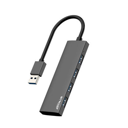 Picture of ANYPLUS USB Hub, USB 3.0 Hub Aluminum Alloy Ultra Slim USB Splitter, Portable 4 Port USB Extender, USB Hub for Laptop, PC, MacBook, iMac, Surface Pro, Mac Pro, Flash Drive, XPS 【Black】