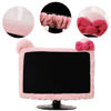 Picture of 2 Pcs Computer Monitor Cover with Cat Ear Furry Pink Kawaii Elastic Monitor Dust Cover Dustproof Cover for PC TV Laptop LCD Screen (17 - 24 Inch)