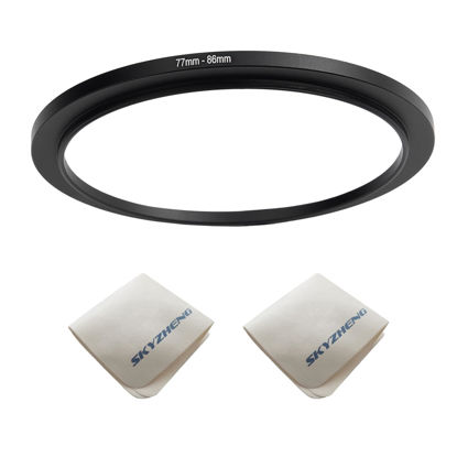 Picture of 72mm Lens to 86mm Camera Lens Adapter 72mm to 86mm Step Up Ring Adapter Ring for All Brands of UV ND CPL, Comes with 2 Packs of high-end Lens Wiping Cloth (72mm-86mm)