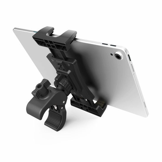 Picture of CLMCL Exercise Bike Tablet Holder,Treadmill Exercise Gym Tablet Mount - Adjustable Indoor Handlebar Bracket for iPad Pro 9.7, 10.5, 12.9, Air Mini 2 3 4 5 6, iPhone, Samsung Tab, 4.7-13" Tablets stand