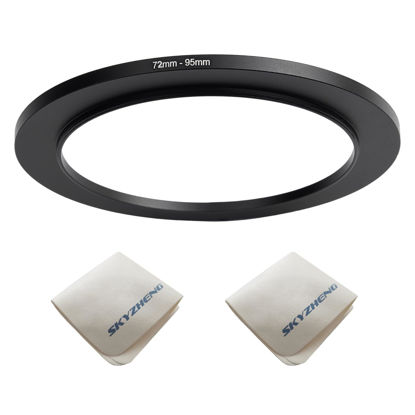 Picture of 72mm Lens to 95mm Camera Lens Adapter 72mm to 95mm Step Up Ring Adapter Ring for All Brands of UV ND CPL, Comes with 2 Packs of high-end Lens Wiping Cloth (72mm-95mm)