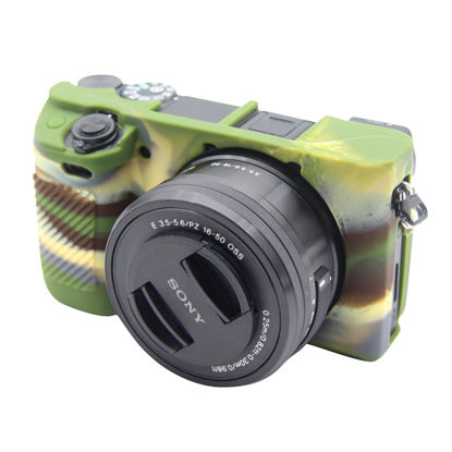 Picture of Easy Hood Case for Sony Alpha AA6100 A6300 A6400 ILCE-6100 ILCE-6300 ILCE-6400 Digital Camera, Anti-Scratch Soft Silicone Housing Protective Cover Protector Skin (Camo)