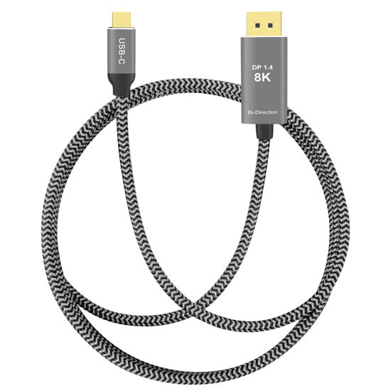 Picture of PAKLIMCN 32.4Gbps USB C to DisplayPort 8K Cable Bidirectional DisplayPort to USB C Cable 6 ft Support 4K 144Hz/2K 240Hz (Thunderbolt 4 to DisplayPort 1.4,) Braided- Works with iPhone 15 MacBook XPS