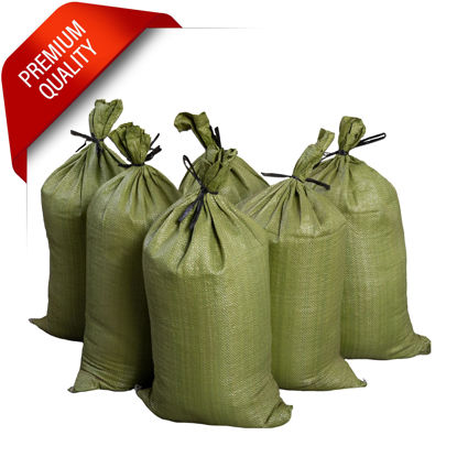 Picture of Heavy Duty Polypropylene Sand Bags 14" x 25", Set of 1 (10) Sandbags with 42 Grams of Material Each for Flooding Prevention, Useful Flood Bags can Carry up to 50lb, with Long Lasting UV Protection