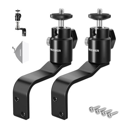 Picture of NEEWER 2 Pack E Type Wall Ceiling Mount, Ring Light Wall Mount Bracket with Detachable Ball Head, 5/8" Stud, 1/4" Screw for Flash Strobe Camera Monitor Studio Lighting, Max Load: 4.4lb/2kg, TS007