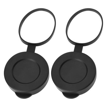 Picture of LT Easiyl 2pcs Rubber Objective Lens Caps Objective Lens Protective Cover Compatible with 8x42 10x42 12x42 Binoculars Monoculars, Black