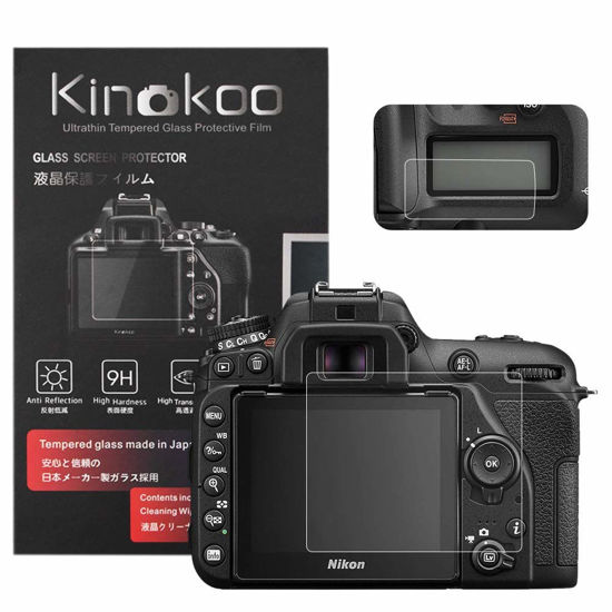 Picture of kinokoo Tempered Glass Film for Nikon D7500 Crystal Clear Film Nikon Screen Protector with Top Screen Protectors (2 pack)