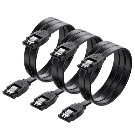 Picture of Cable Matters 3-Pack SATA III 6.0 Gbps SATA Cable 24 Inches (SATA Cable for SSD, SATA SSD Cable, SATA 3 Cables) Black