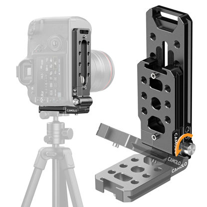 Picture of Foldable DSLR Camera L Bracket - Arca Base Universal Vertical Camera Mount Horizontal Switching Tripod Quick Release Plate Compatible with Canon Nikon Sony Fujifilm DJI Ronin Osmo Stabilizer Monopod