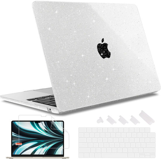 Picture of May Chen Compatible with M3 MacBook Air 13.6 inch Case 2022 2023 2024 A3113 A2681 M2 Chip, Plastic Hard Shell Case for MacBook Air 13.6" with Liquid Retina Display Fits Touch ID, Clear Glitter