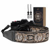 Picture of Padwa Lifestyle Camera Strap - 2" Full Grain Leather Ends Camera Straps for Photographers, Vintage Embroidered Cotton Weave Soft Suede Fabric Padded Strap Quick Release fits All Cameras