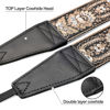 Picture of Padwa Lifestyle Camera Strap - 2" Full Grain Leather Ends Camera Straps for Photographers, Vintage Embroidered Cotton Weave Soft Suede Fabric Padded Strap Quick Release fits All Cameras