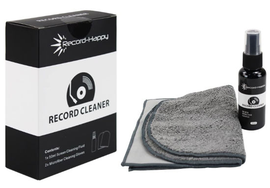 Picture of Record Cleaning Antistatic Cloth Glove - 2 Pack Anti-Static Microfiber Towel and Cleaner Solution Fluid Spray Kit. Essential Lint Free Vinyl Cleaning Solution for your LP Album Collection (Grey)