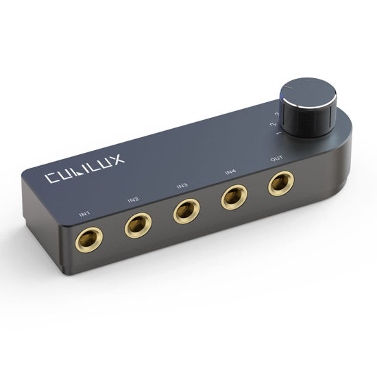 Picture of Cubilux Bidirectional 4-Channel 6.35mm Audio Selector, 1x TRS to 4X TRS Stereo 4-Port 1/4” Quarter Inch AUX Switch Box for Speaker, Headphones, Subwoofer, Home Audio System, Mixer, Amplifier