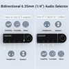 Picture of Cubilux Bidirectional 4-Channel 6.35mm Audio Selector, 1x TRS to 4X TRS Stereo 4-Port 1/4” Quarter Inch AUX Switch Box for Speaker, Headphones, Subwoofer, Home Audio System, Mixer, Amplifier