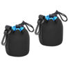 Picture of PATIKIL Camera Lens Bag, 2 Pcs 3.1" IDx3.9 H Drawstring Lens Pouch with Thick Protective Neoprene, Lens Case for DSLR Camera Lens, Water Coffee Cups, Black, Blue