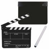 Picture of Acrylic Director Scene Clapboard Director's Film Clapboard TV Movie Action Board Film Cut Prop with Pen, Easy Wipe Cut Action Scene Clap Board Slate for Shoot Props/Advertisement(Black/White)