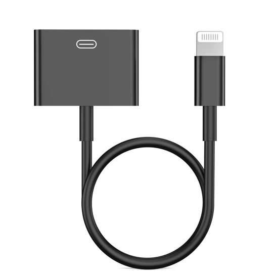 Picture of Lightning to 30 Pin Adapter for iPhone, [Apple MFi Certified] 8-Pin to 30-Pin Female Charging and Data Transfer Converter Compatible with iPhone 14 13 12 11 Xs X 8 7 6 iPad iPod-No Audio (Black)