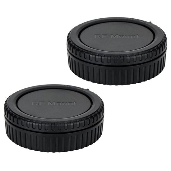 Picture of JJC 2-Pack RF Mount Body Cap Cover & Rear Lens Cap Cover for Canon EOS R100 R50 R8 R6 Mark II R10 R7 R5C R3 R6 R5 RP R Mirrorless Camera & RF Mount Lenses, RF Back Lens Cap Cover Sensor Dust Cap Cover