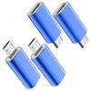 Picture of JXMOX USB C to Micro USB Adapter, (4-Pack) Type C Female to Micro USB Male Convert Connector Support Charge Data Sync Compatible with Samsung Galaxy S7/S7 Edge, Nexus 5/6 and Micro USB Devices (Blue)