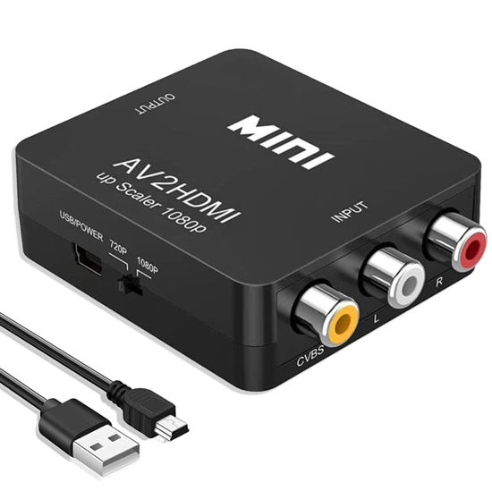 Picture of RCA to HDMI Converter, RCA to HDMI Adapter, 1080P Mini RCA Composite CVBS AV to HDMI Video Audio Converter Adapter Support PAL/NTSC for N64 Wii PS2 PS3 Xbox VHS