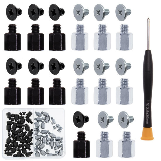 Picture of Zmbroll M2 Motherboard Standoffs Notebook Computer Screw 80Pcs M.2 SSD Mounting Screws M3 x 6+3 Standoff for MSI Motherboard Black and Silver Screws